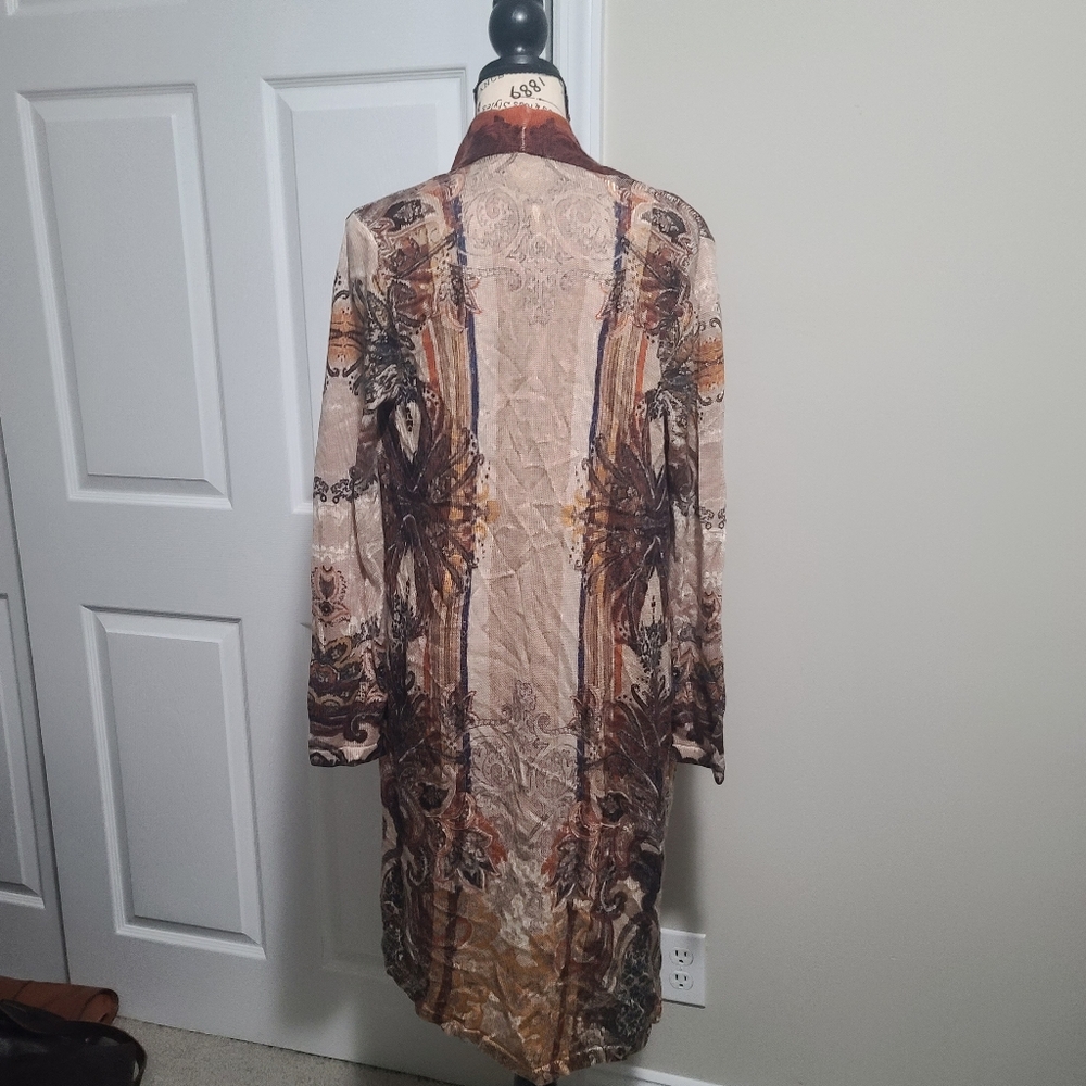 Chico's Regal Paisley Cardigan Open Front Duster Chico's Size 0 - Picture 8 of 15